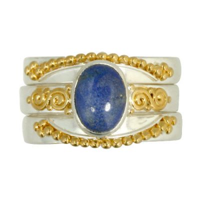 Lapis Stack Ring with Vermeil Beadwork 