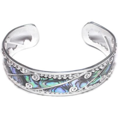 Paua Shell Silver Cuff Bracelet