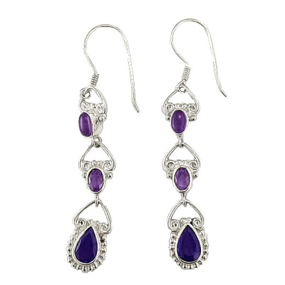 Amethyst and Iolite Dangle Earrings