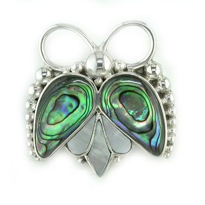 Paua and Mother of Pearl Beatle Pin Pendant