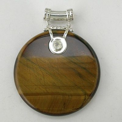 Tiger Iron and Rainbow Moonstone Pendant