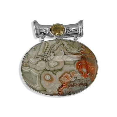 Mexican Crazy Lace Agate and Citrine Pendant