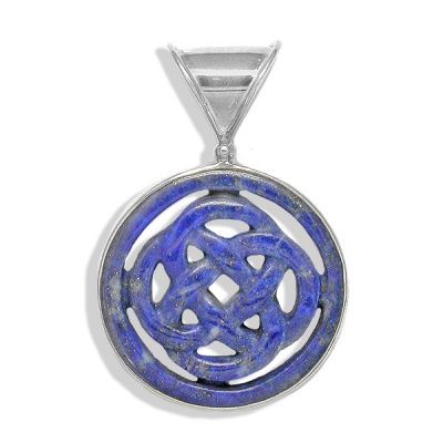 Carved Lapis Celtic Pendant