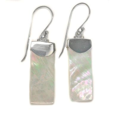 Sterling Silver Mother of Pearl Rectangle Dangles