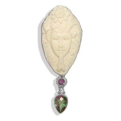 Praying Queen, Amethyst and Mystic Topaz Pin-Pendant