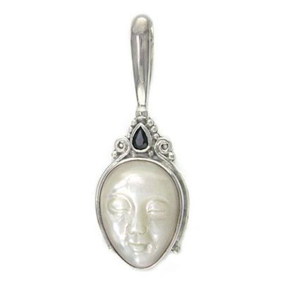 Mother of Pearl Goddess Pendant with Sapphire