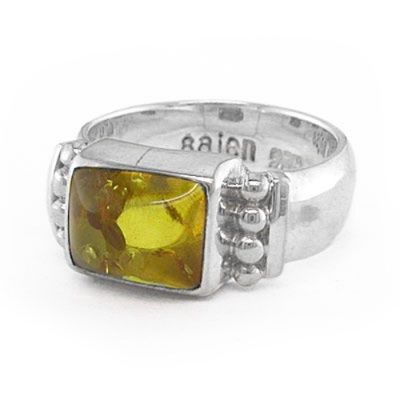 Sterling Silver Amber Recetangle Ring