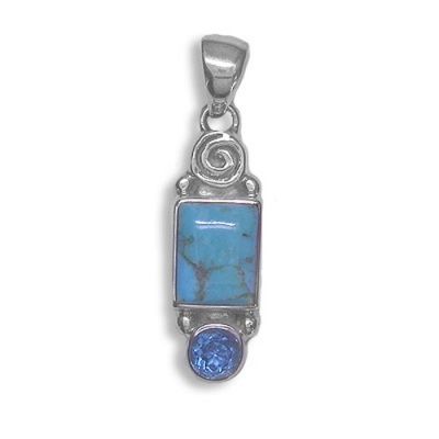 Turquoise and Swiss Blue Topaz Pendant