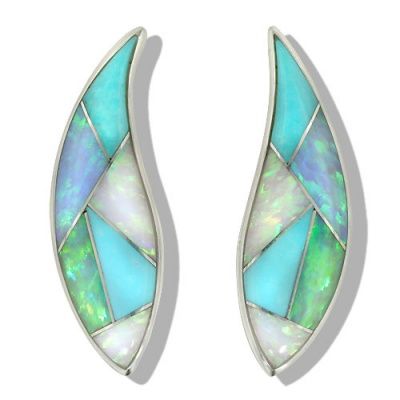 Sleeping Beauty Turquoise & Created Opal Inlay Earrings