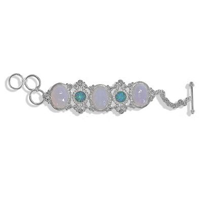 Blue Chalcedony, Blue Druzy and Swiss Blue Topaz Bracelet