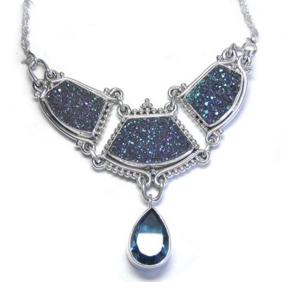Caribbean Druzy & Midnight Blue Quartz Necklace
