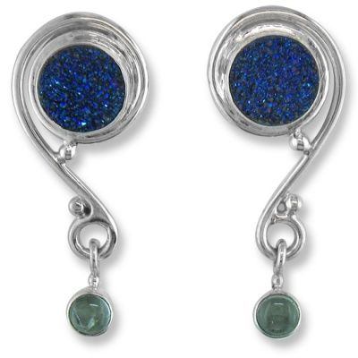 Caribbean Druzy and Aquamarine Earrings