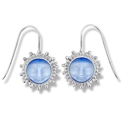 Blue Fiber Optic Goddess Earrings