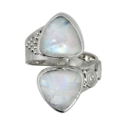 Double Rainbow Moonstone Bypass Ring