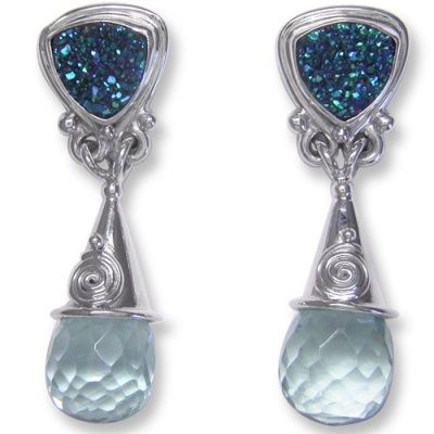 Druzy and Aqua Blue Opalite Earrings