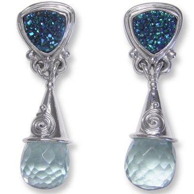 Druzy And Aqua Blue Opalite Earrings Offerings Jewelry By Sajen Druzy And Aqua Blue Opalite Earrings