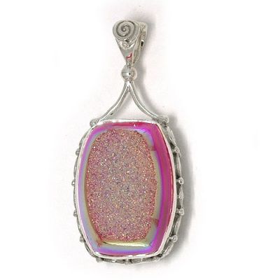 Golden Dream Pink Window Druzy Pendant