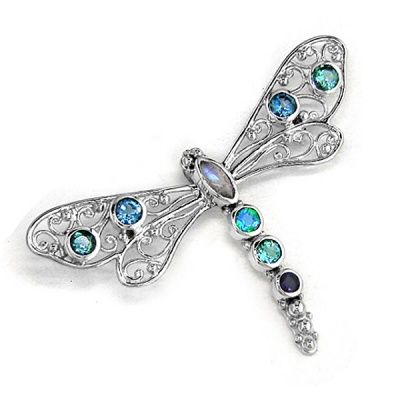 Dragonfly Multi-Stone Pin/Pendant