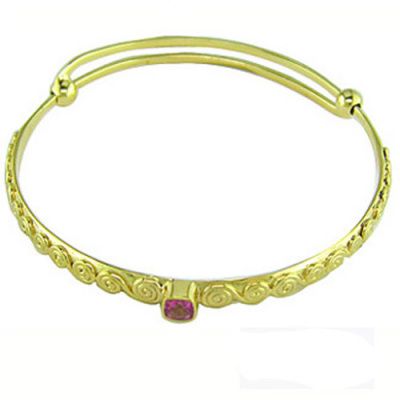 Vermeil Pink Topaz Adjustable Bangle Bracelet