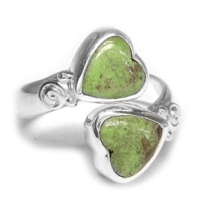 Gaspeite Heart Ring