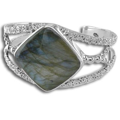 Labradorite Cuff Bracelet with Iolite 