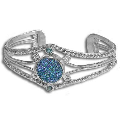 Druzy Cuff Bracelet with Blue Topaz