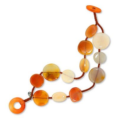 Carnelian Coin Bead Bracelet