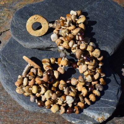 Picture Jasper and Metallic Brown Pearl Beaded Bracelet