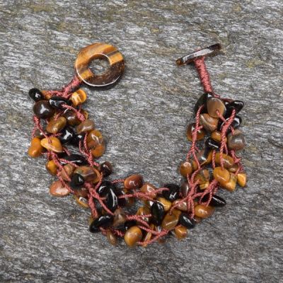 Onyx adn Tiger Eye Beaded Bracelet