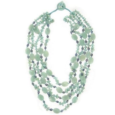 Amazonite & Gray Pearl Beaded Necklace