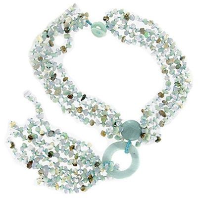 Blue Chalcedony, Amazonite and Chrysoprase Beaded Necklace