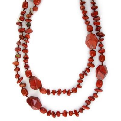 Red Jasper Beaded Necklace 44" 