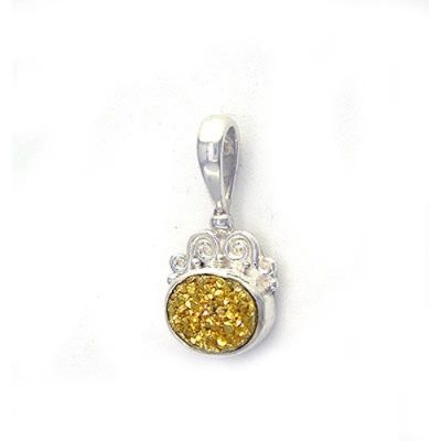 Gold Druzy Oval Pendant