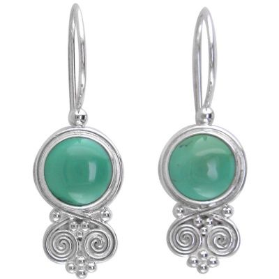 Turquoise and Silver Swirl Latch-Back Earrings