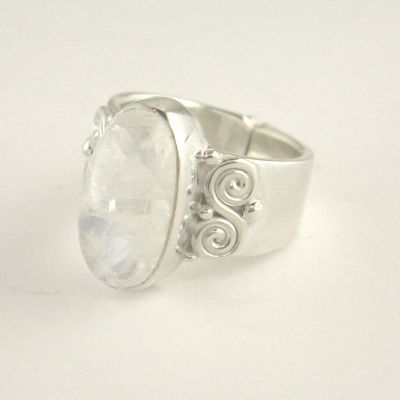 ring moonstone sterling silver adjustable rainbow rings sajen