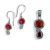 Faceted Carnelian Earring and Carnelian and Garnet Pendant Set