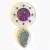 Sterling Silver Compressed Amethyst Goddess Pin-Pendant with Caribbean Window Druzy and Iolite.